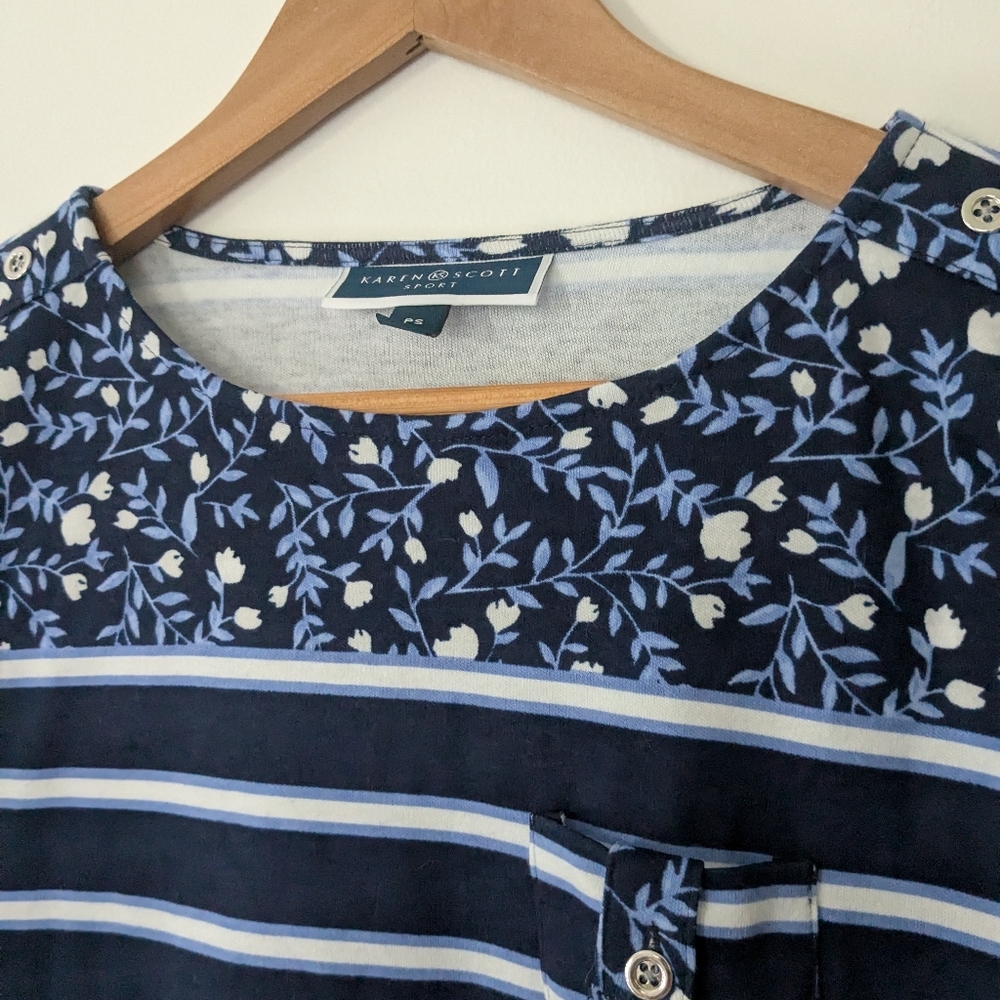 Karen Scott Floral Striped Top - Picture 3 of 6